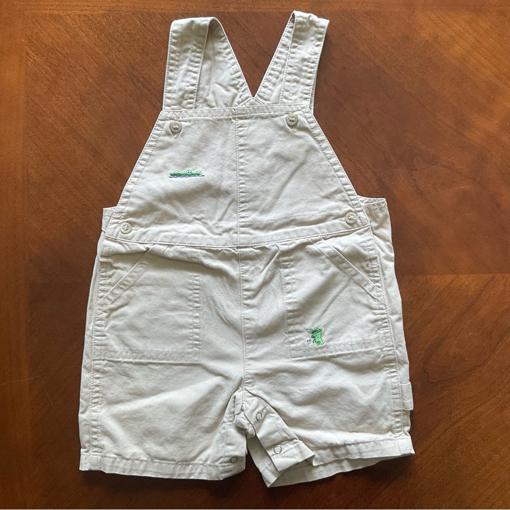 Kissy Kissy Cream Overalls with Green Accents